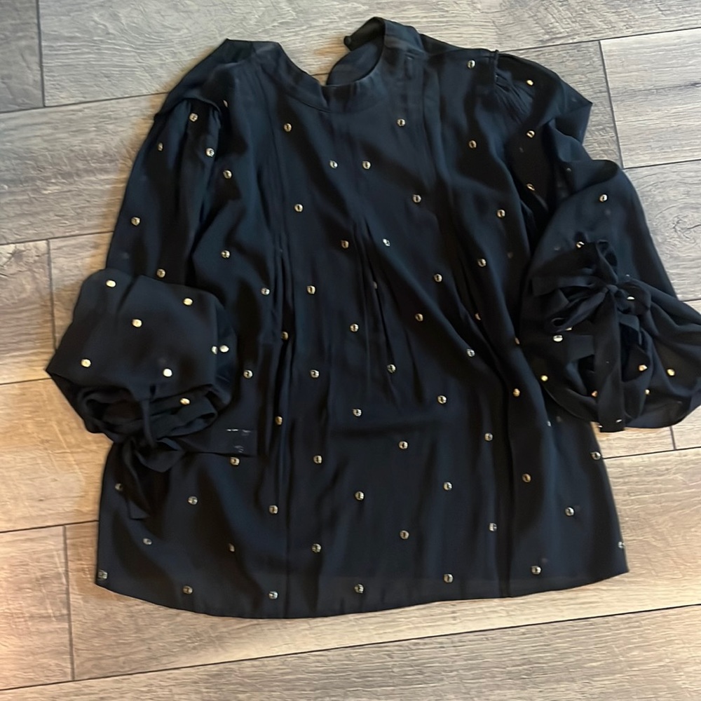 Ann Taylor black and gold blouse